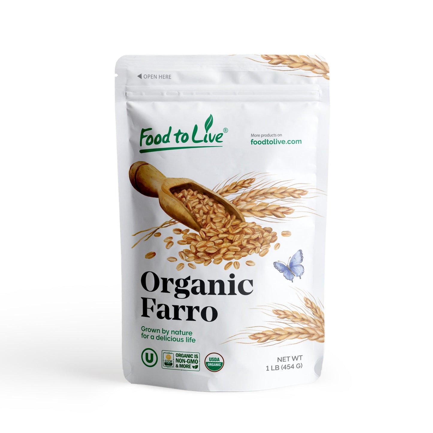 Organic Italian Pearled Farro - Non-GMO, Kosher, Vegan, Grain in Bulk, Good Source of Fiber - by Food to Live