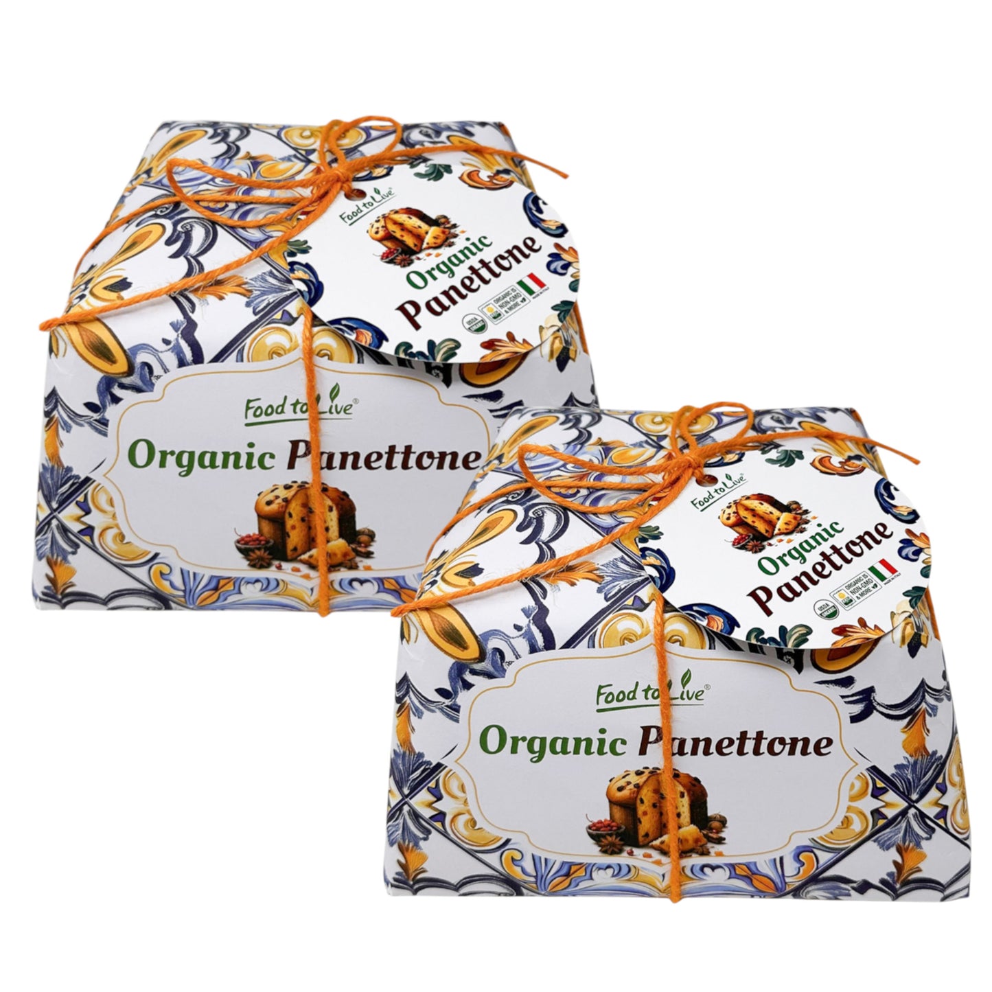 Food to Live Organic Italian Panettone - Authentic Artisan-Made, Traditional Holiday Cake with Raisins and Candied Orange Peel - Perfect for Gifts - Hand-wrapped - Non-GMO - 750g (1.65 lb)