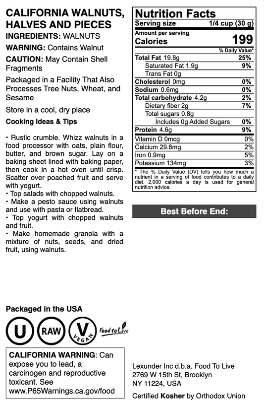 California Walnuts, Halves and Pieces - by Food To Live