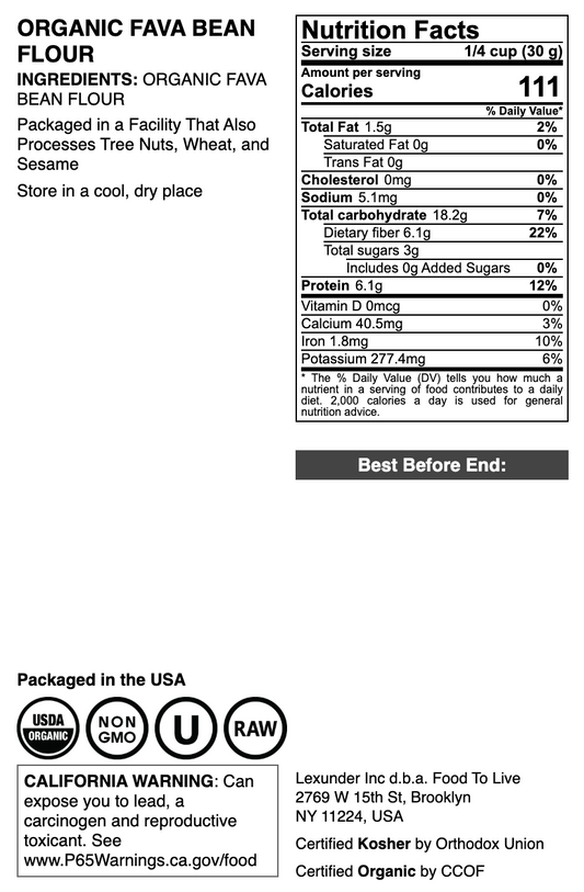 Organic Fava Bean Flour - by Food To Live