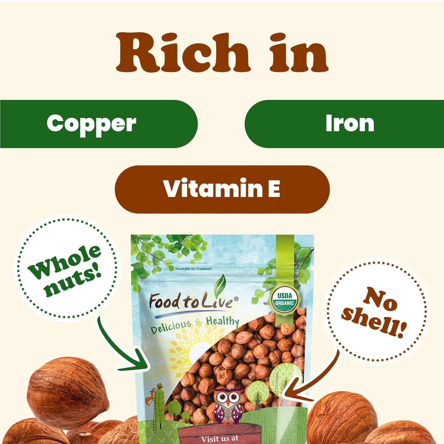 Organic Hazelnuts / Filberts - by Food To Live