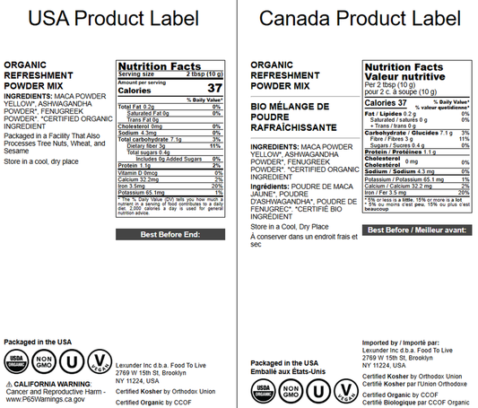 Organic Refreshment Powder Mix – Non-GMO, Vegan, Kosher, Bulk – by Food to Live