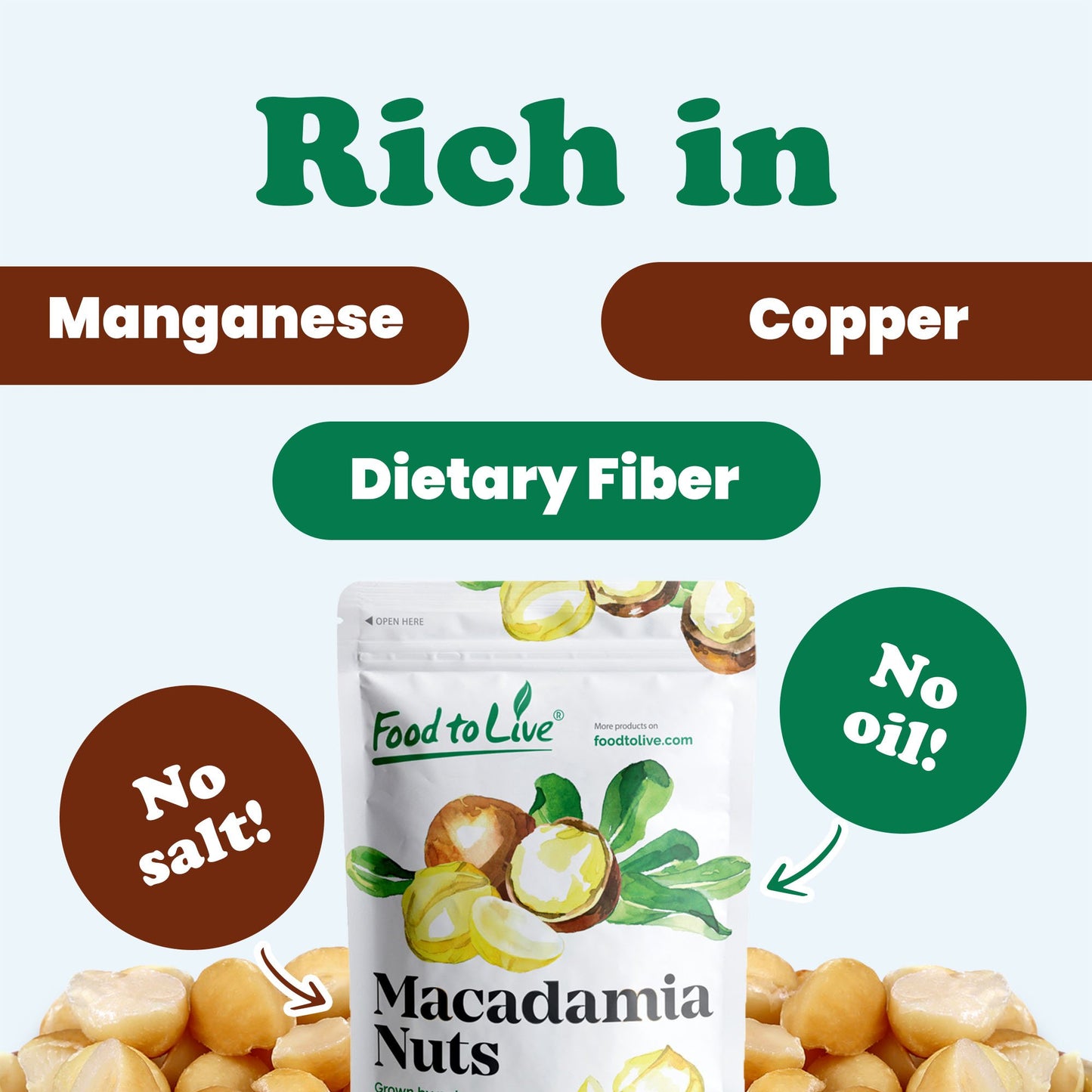 Macadamia Nuts, Pieces, Roasted - by Food to Live