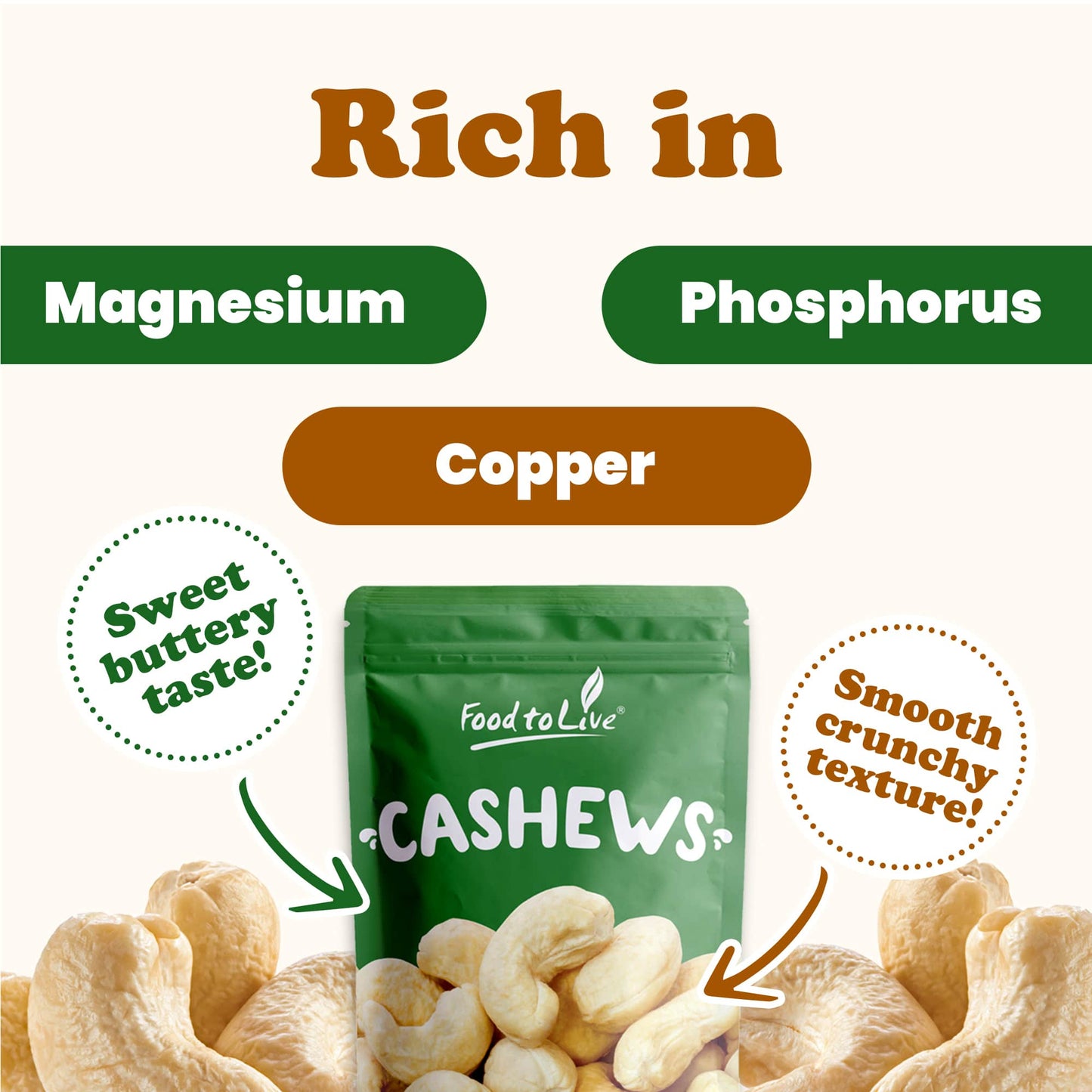 Raw Cashews - by Food To Live