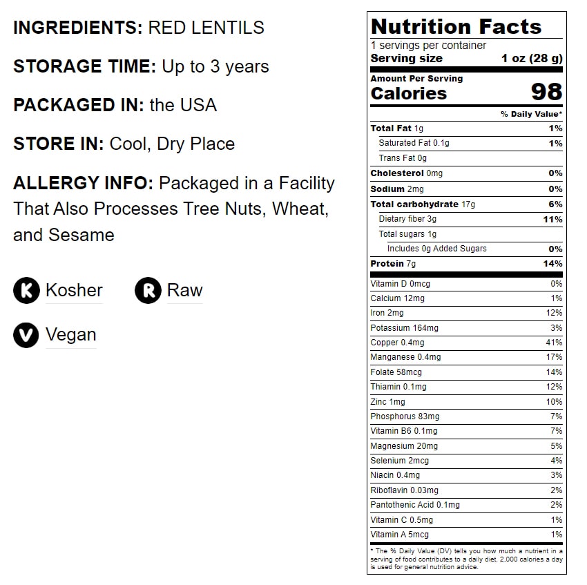 Red Split Lentils - by Food To Live