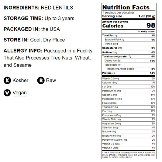Red Split Lentils - by Food To Live