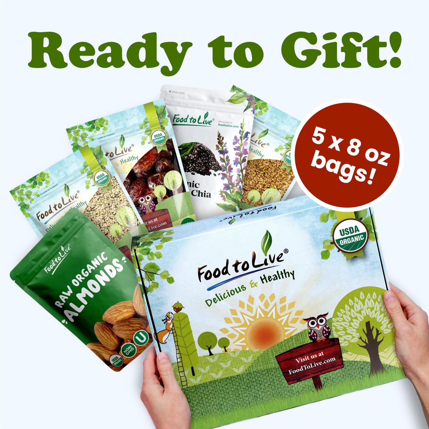 Organic Nuts, Seeds and Fruits in a Gift Box - by Food To Live