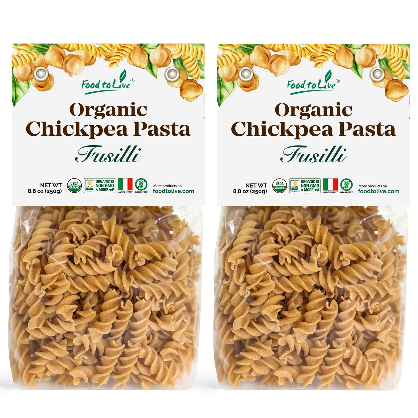 Organic Chickpea Fusilli Pasta, 8.8 oz - by Food To Live