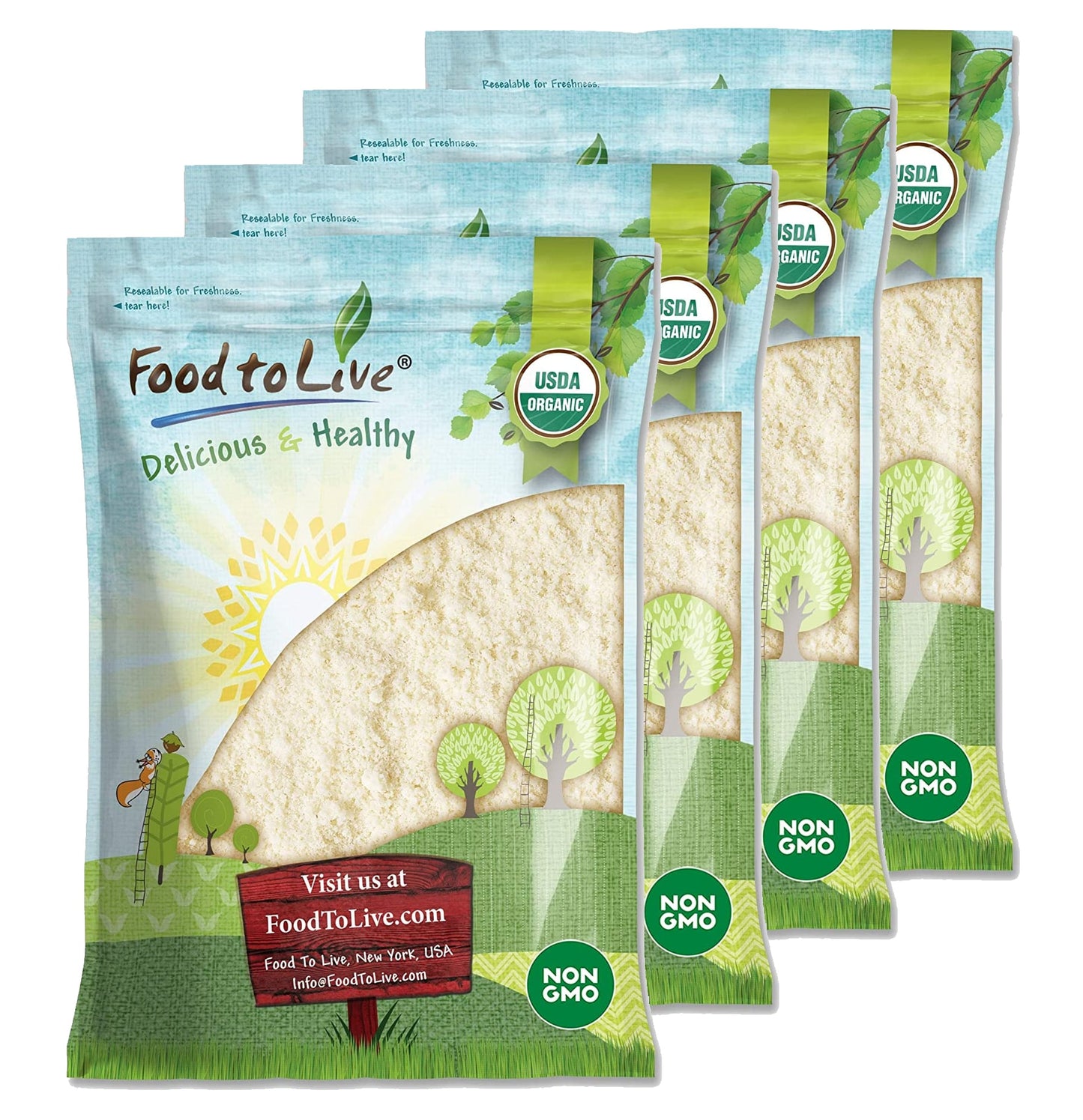 Organic Almond Flour — Extra Fine Blanched Prime Meal, Non-GMO, Low Carb, Kosher, Keto, Paleo and Vegan Super Powder,Bulk - by Food to Live