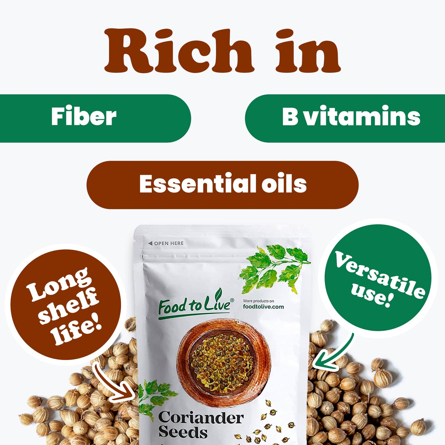 Coriander Seeds Whole - by Food To Live