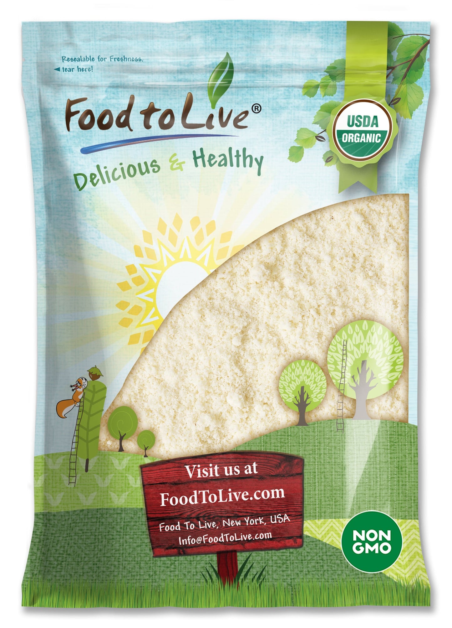 Organic Almond Flour — Extra Fine Blanched Prime Meal, Non-GMO, Low Carb, Kosher, Keto, Paleo and Vegan Super Powder,Bulk - by Food to Live