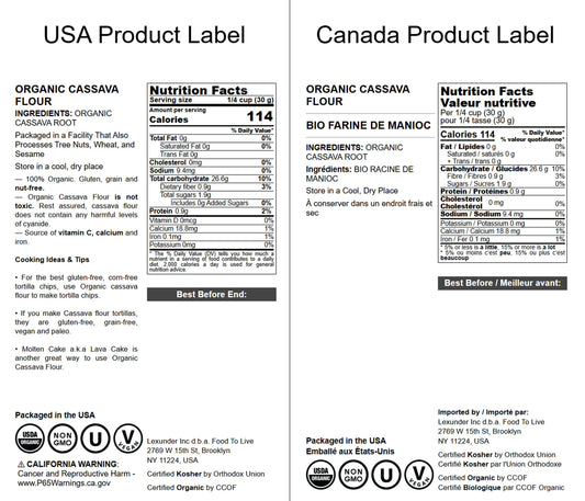 Organic Cassava Flour — Non-GMO, Raw Yuca Root Powder, 100% Pure, Kosher, Vegan Superfood, Paleo, Bulk, Wheat Flour Substitute — by Food to Live