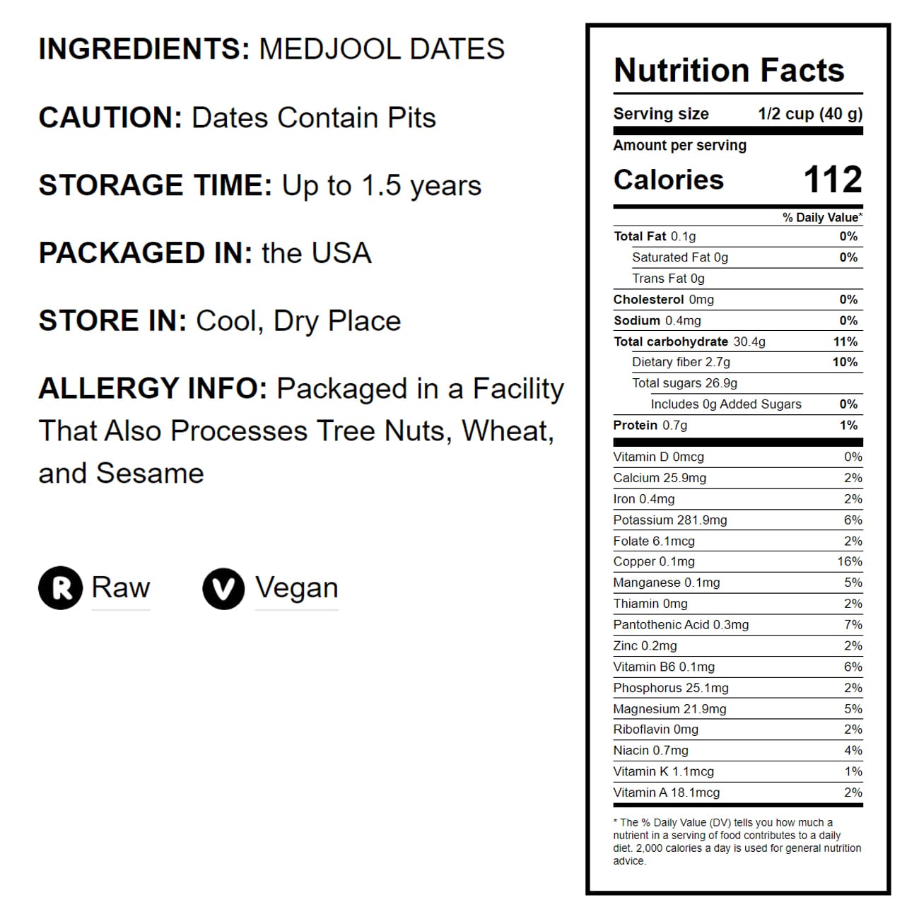 Imported Medjool Dates - by Food To Live