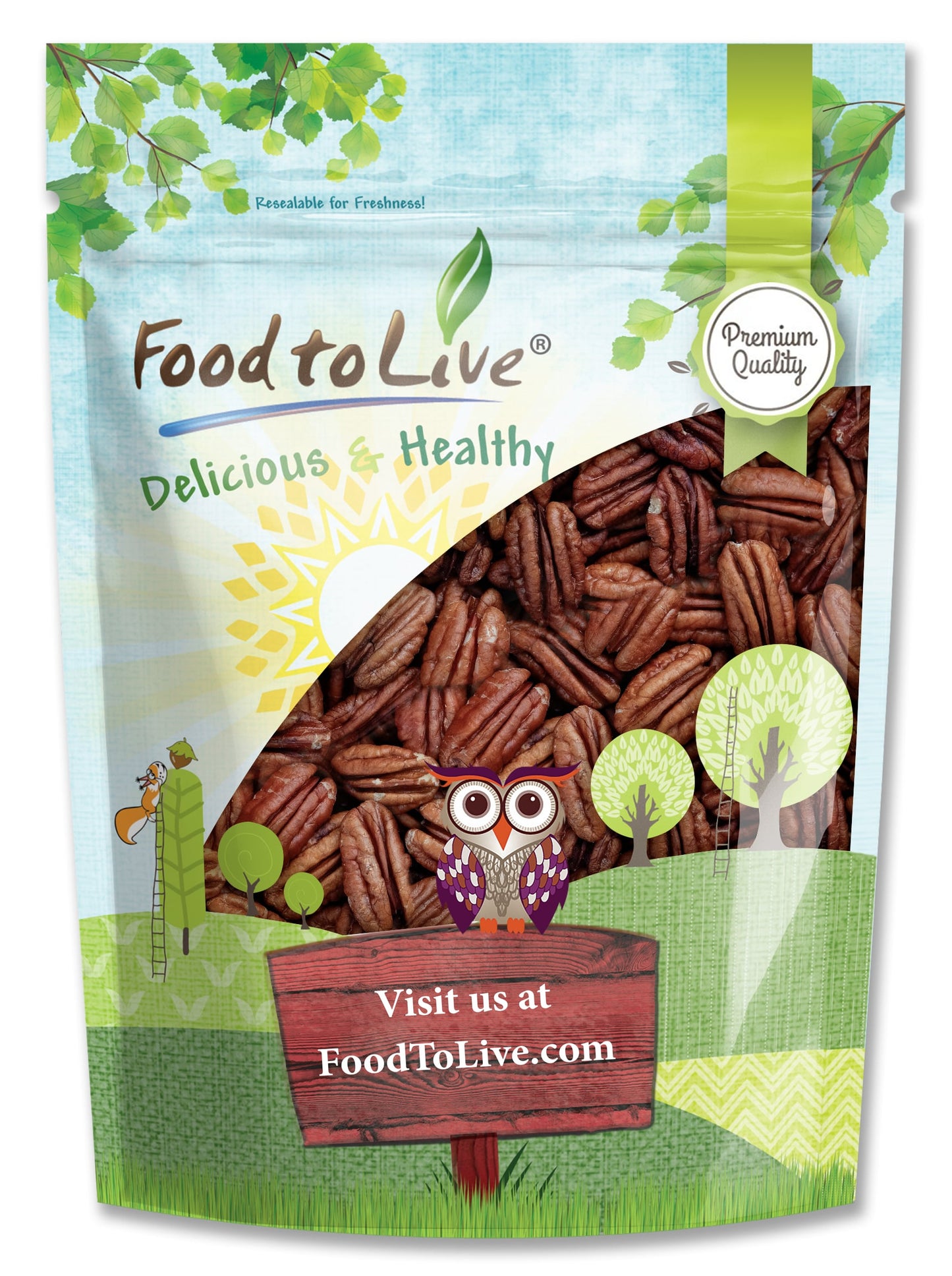 Dry Roasted Pecan Halves with Himalayan Salt - by Food To Live