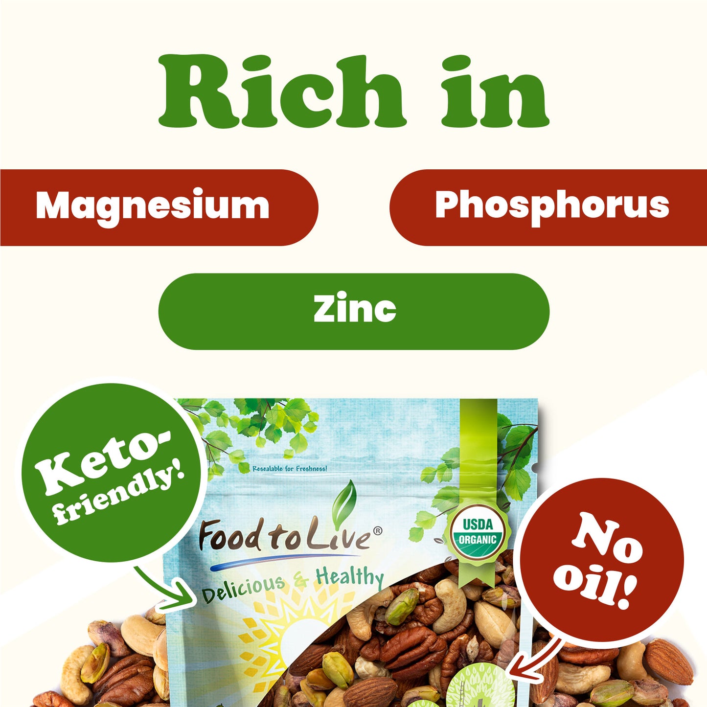 Organic Four Nuts Mix - by Food to Live