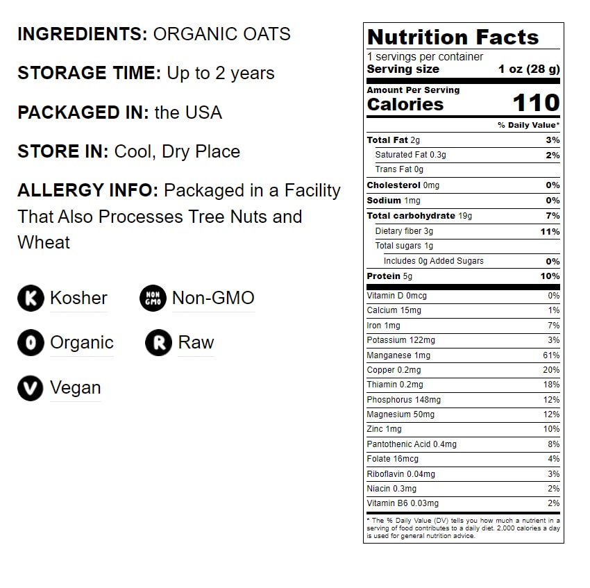 Organic Rolled Oats - by Food To Live