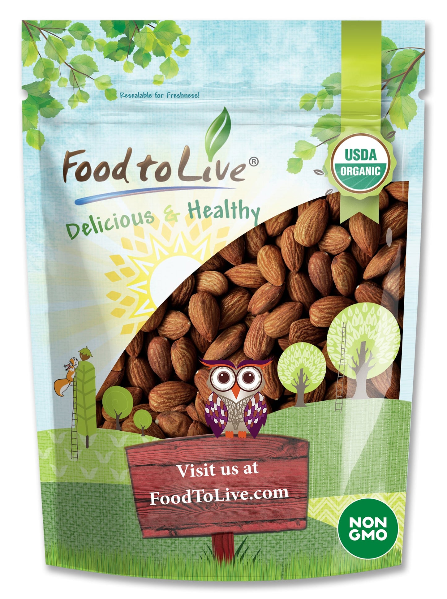 Organic Dry Roasted Almonds - by Food To Live