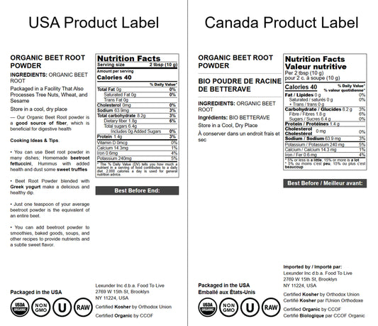 Organic Beet Root Powder — Non-GMO, Raw, Kosher, 100% Pure, Vegan Superfood, Bulk, Rich in Iron and Fiber - by Food to Live