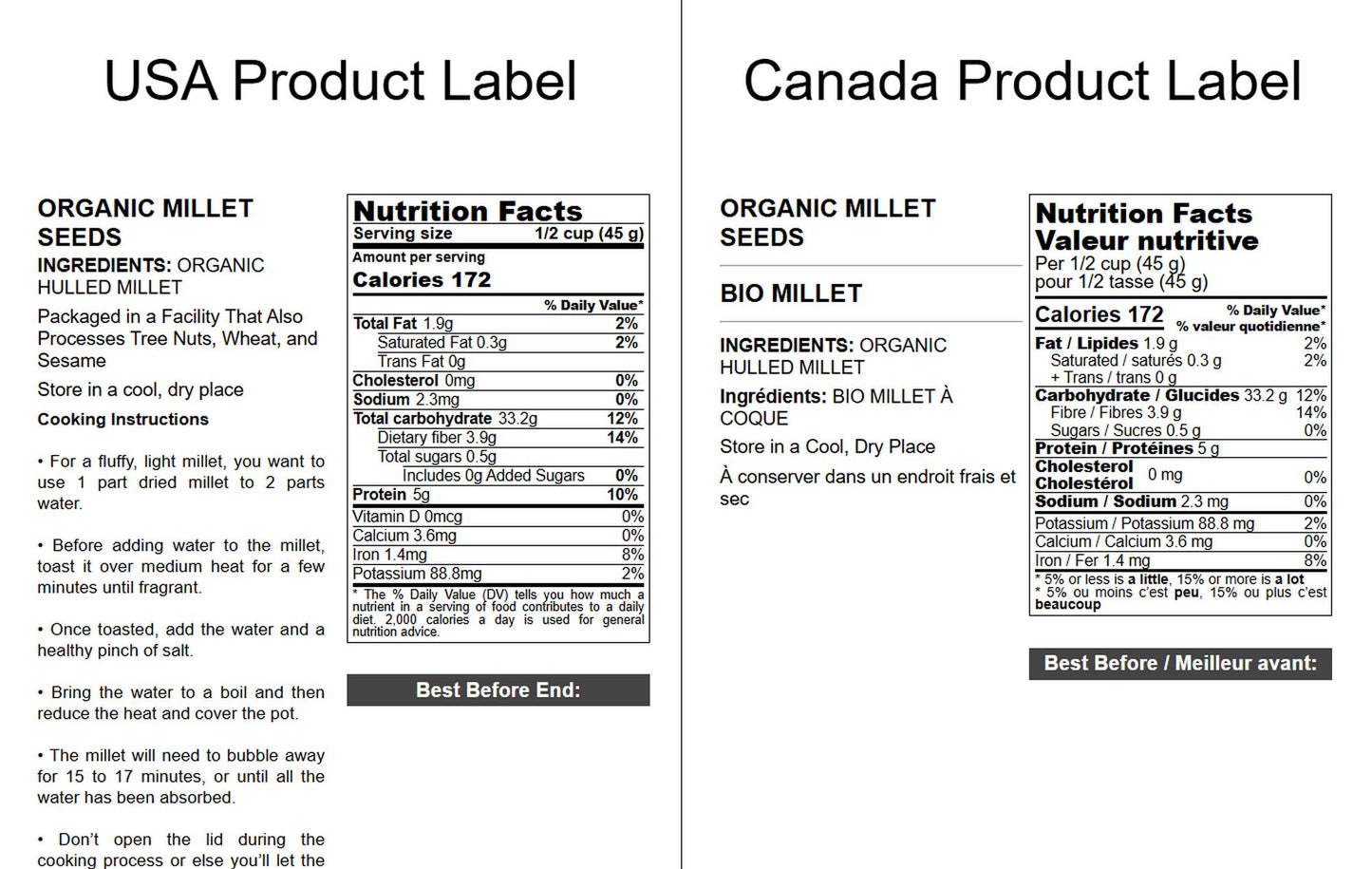 Organic Hulled Millet — Whole Grain Seeds, Non-GMO, Kosher, Raw, Bulk, Product of the USA - by Food to Live