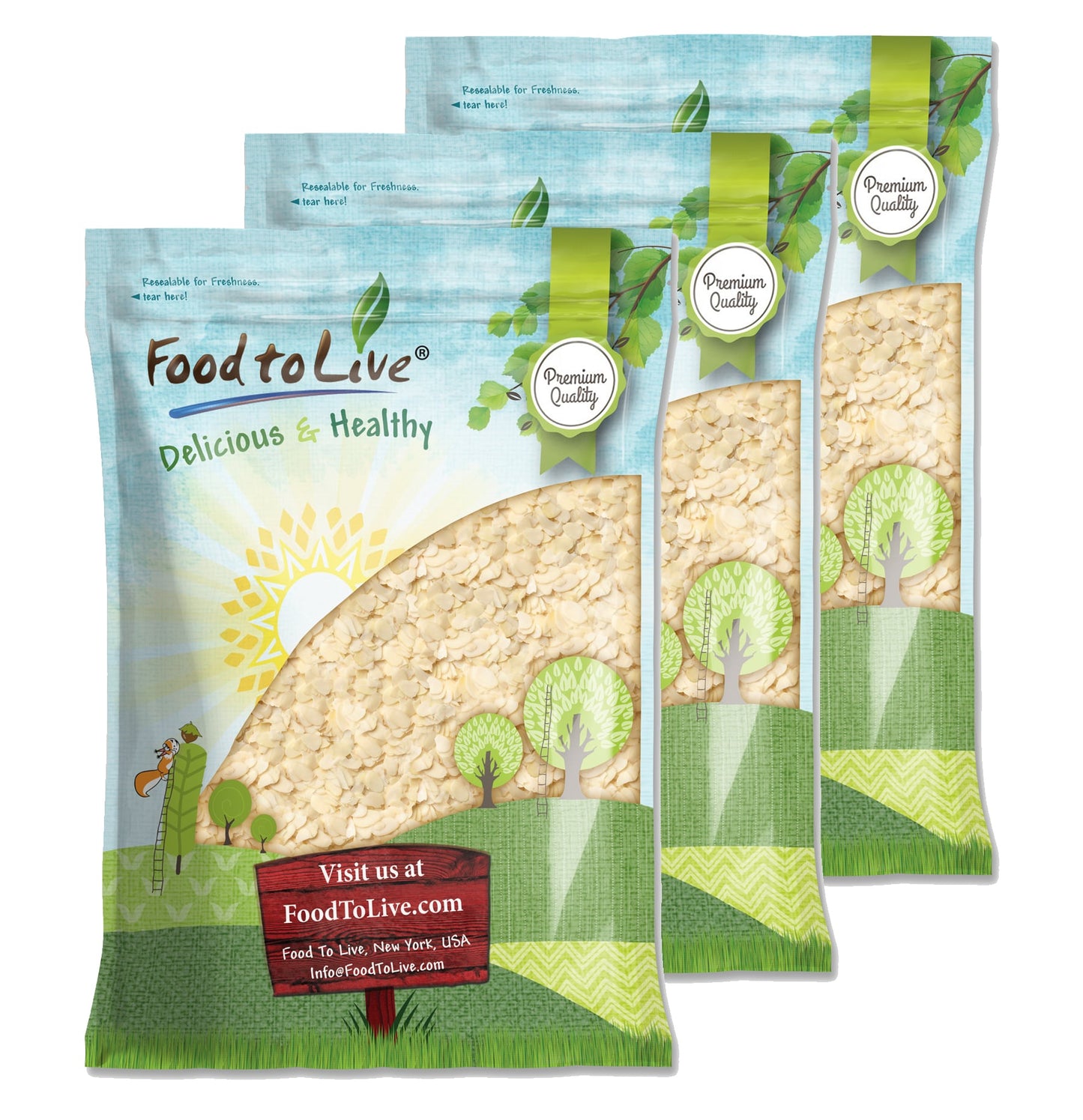 Blanched Sliced Almonds — Non-GMO Verified, Kosher, Raw, Vegan - by Food to Live