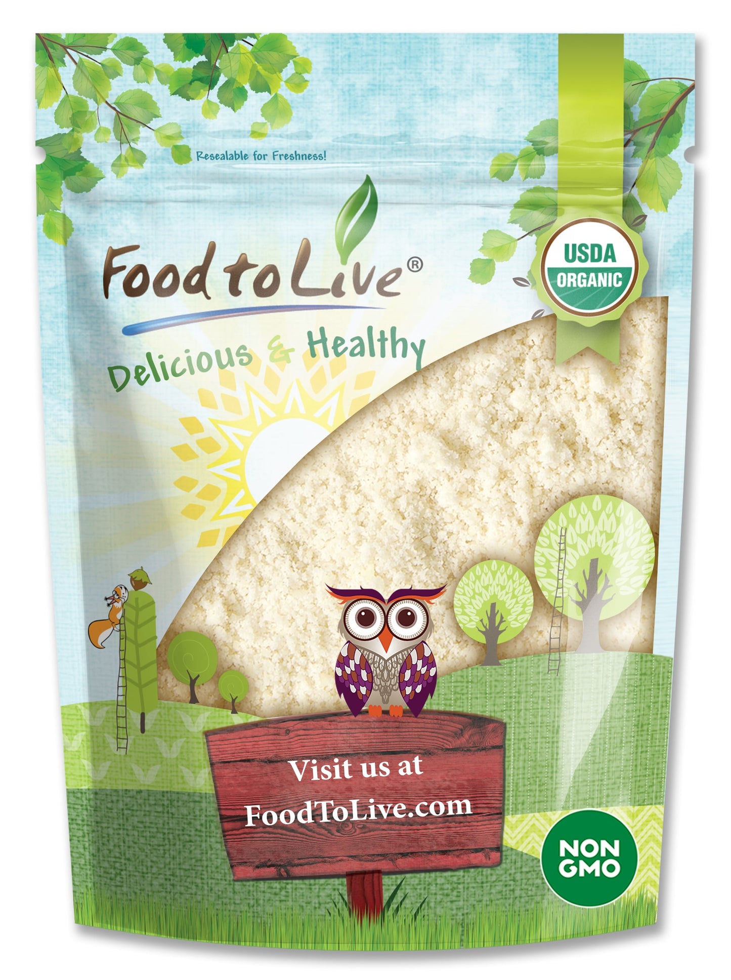 Organic Almond Flour — Extra Fine Blanched Prime Meal, Non-GMO, Low Carb, Kosher, Keto, Paleo and Vegan Super Powder,Bulk - by Food to Live
