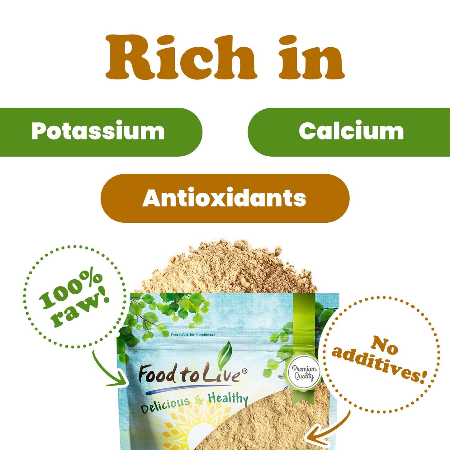 Yellow Maca Powder — Non-GMO and Raw Ground Maca Root, Vegan, Kosher, Keto, Non-Gelatinized, Bulk, Rich in Vitamin C — by Food to Live