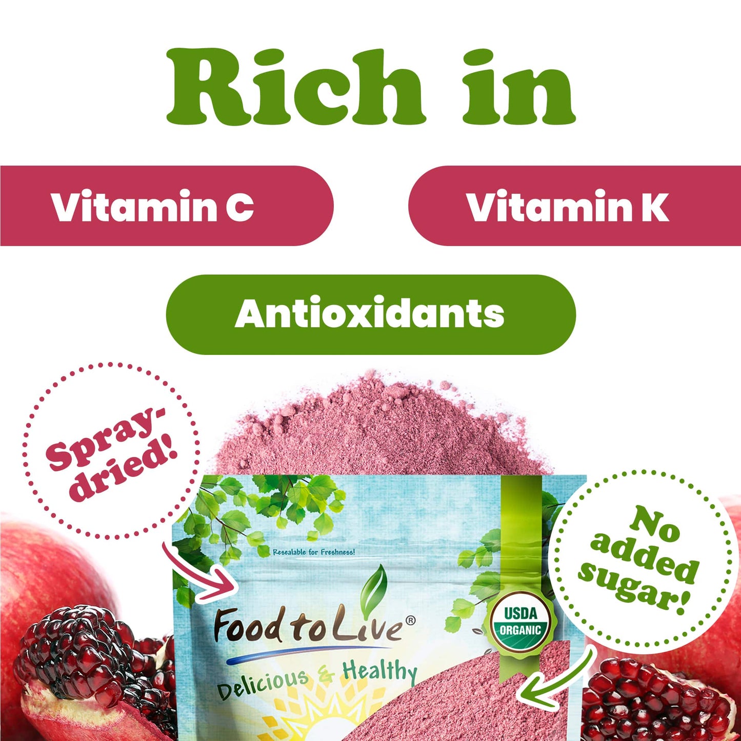 Organic Pomegranate Powder - by Food To Live
