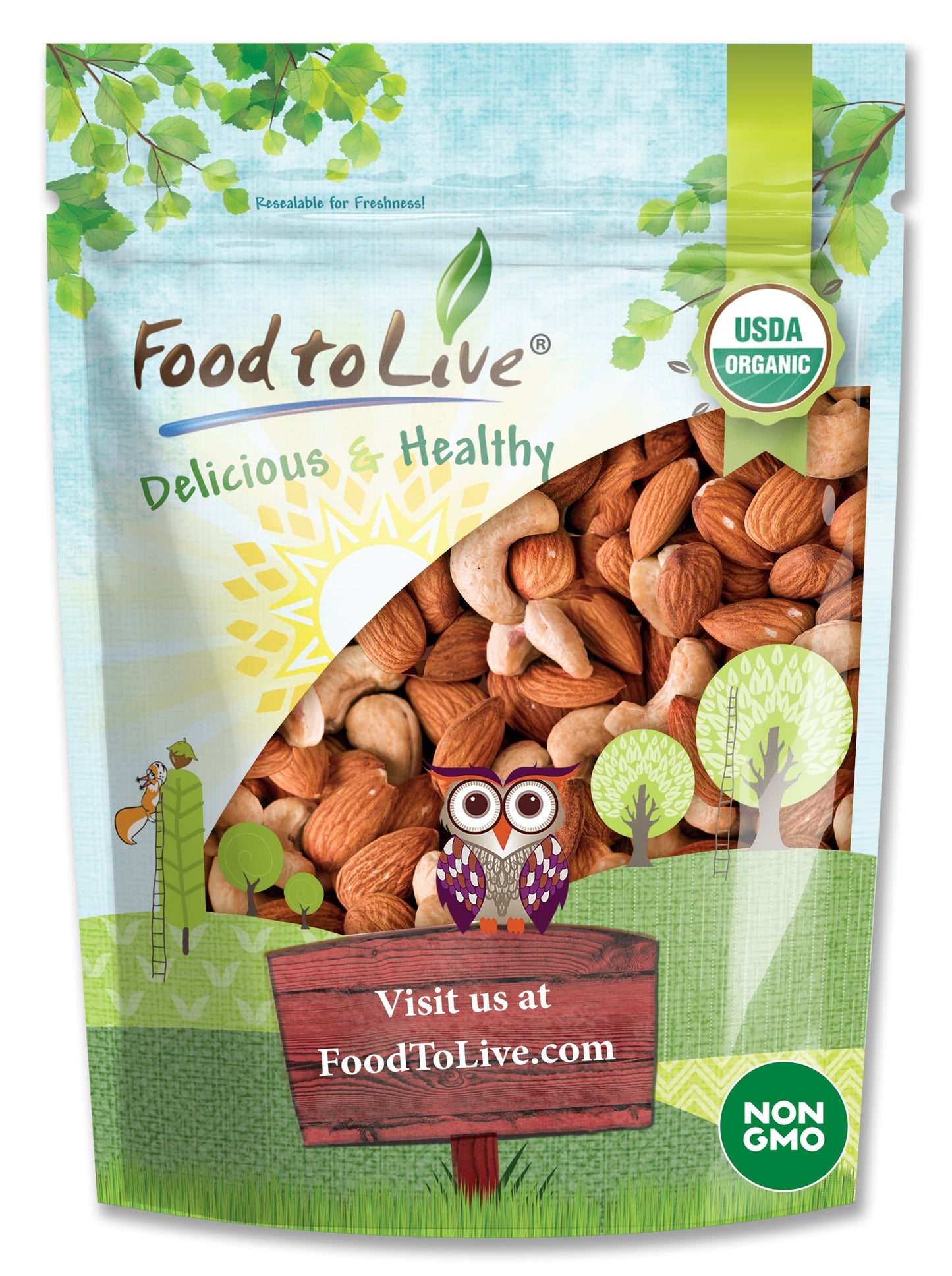 Organic Dry Roasted Almonds and Cashews Mix - by Food To Live