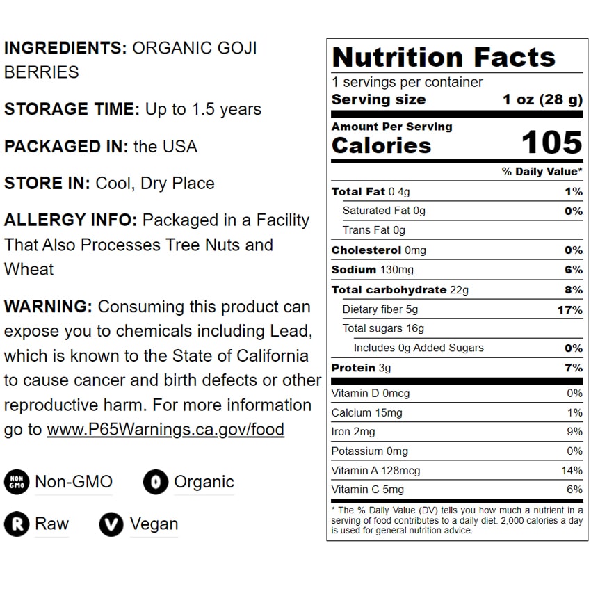 Organic Goji Berries - by Food To Live