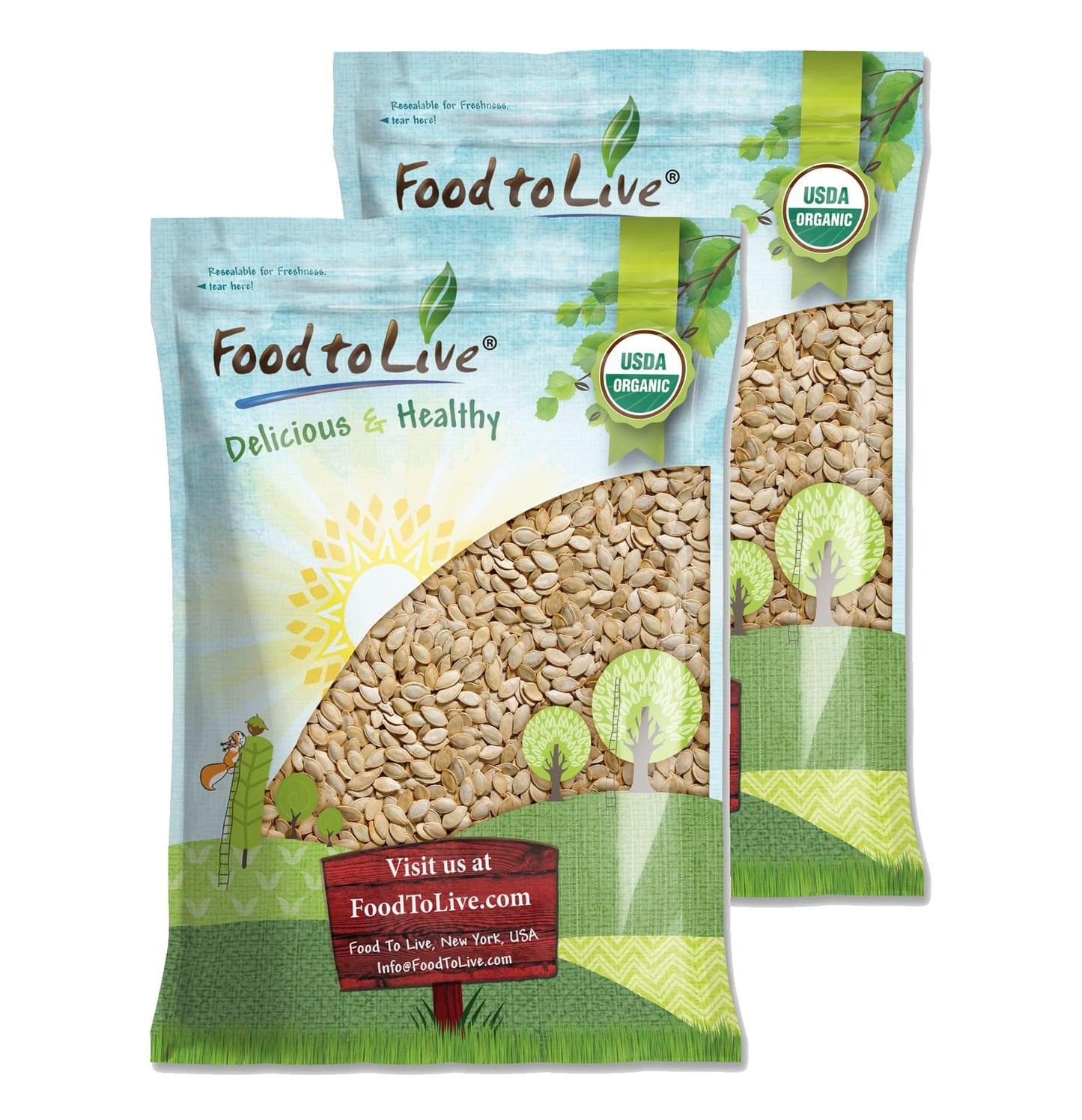 Organic Dry Roasted Pumpkin Seeds in Shell with Himalayan Salt - by Food To Live