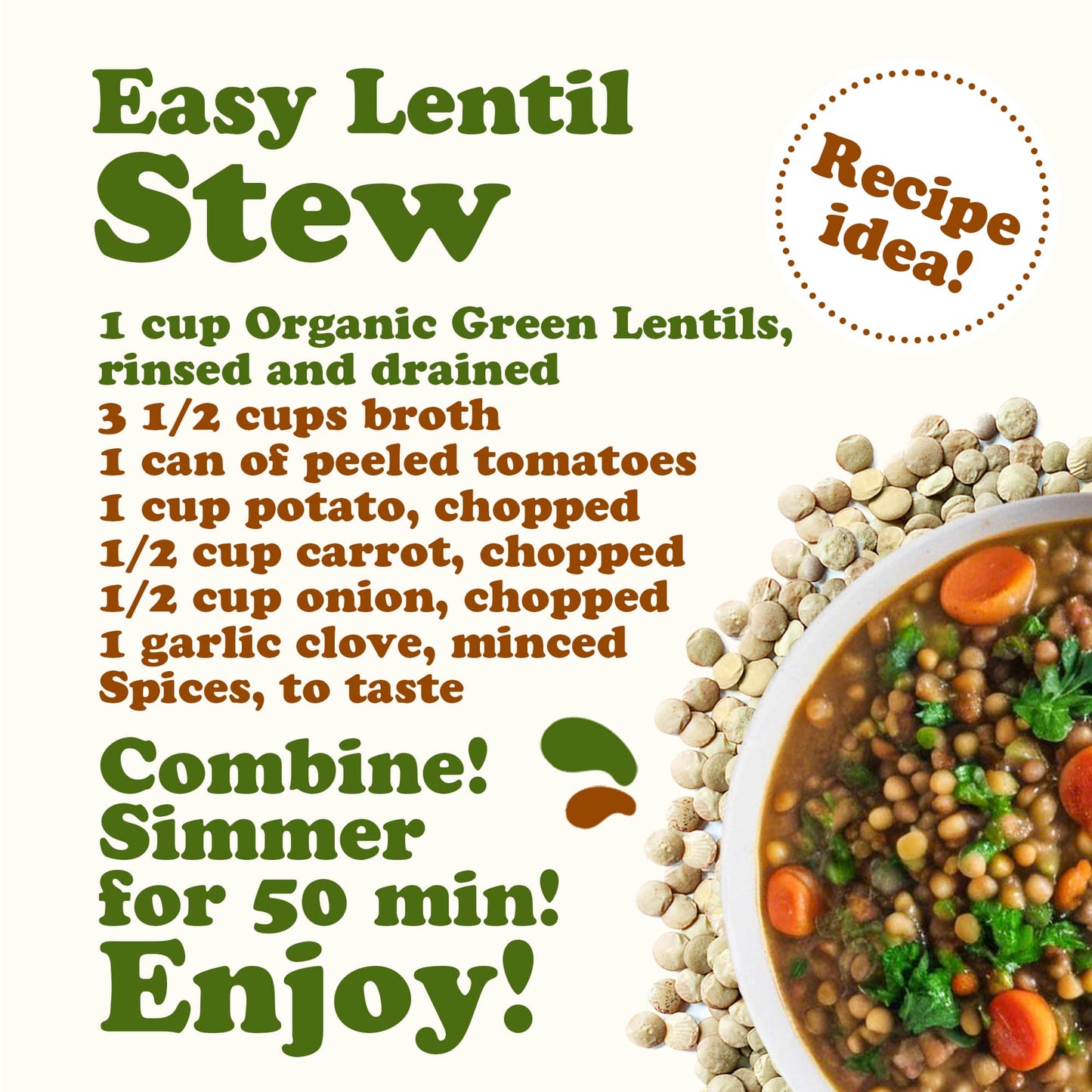 Organic Green Lentils - by Food To Live