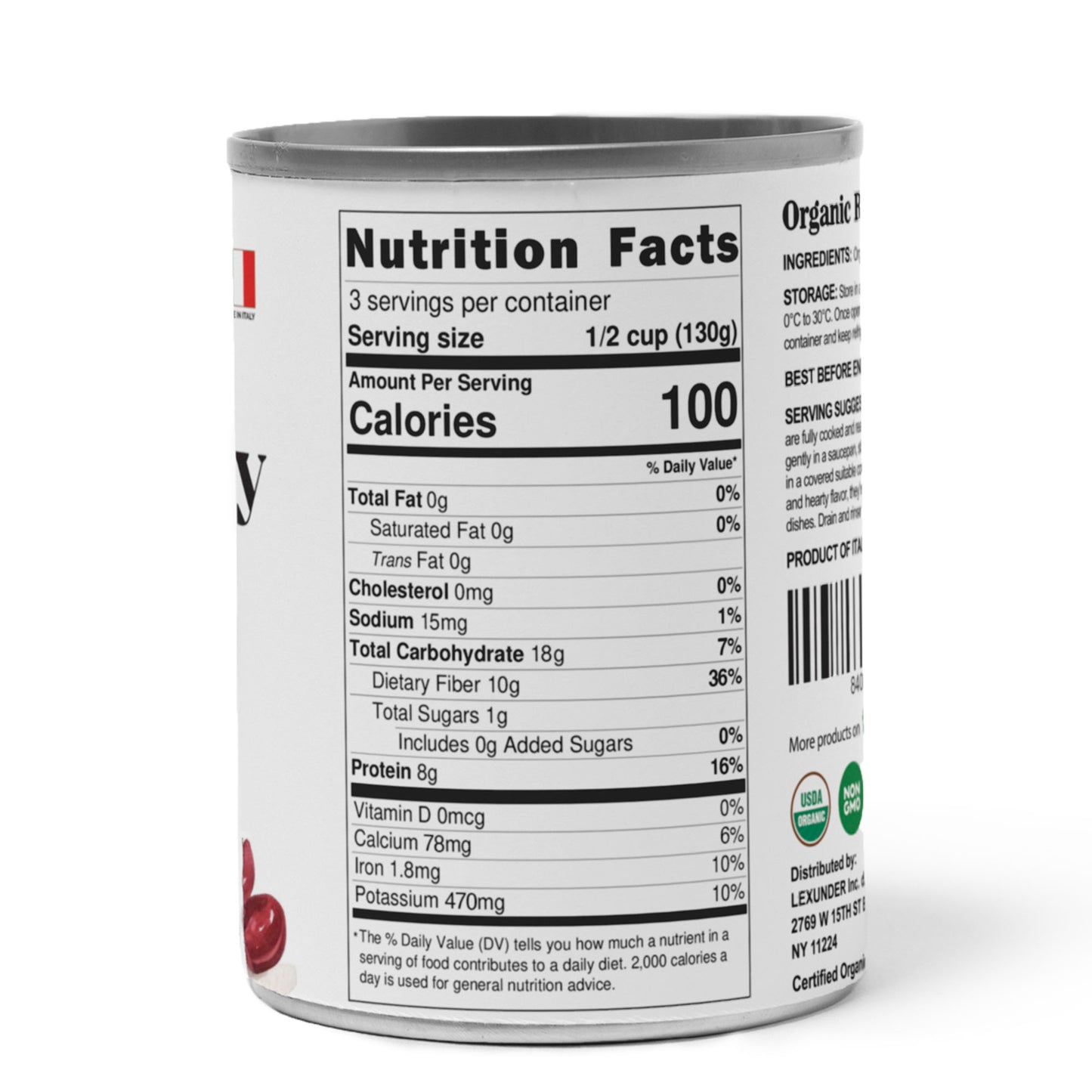 Organic Canned Red Kidney Beans – Unsalted, Non-GMO, Vegan. Ready to Eat. Perfect for Salads, Soups, Pasta e Fagioli. Wholesale – by Food to live