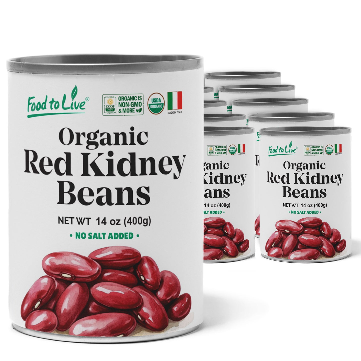Organic Canned Red Kidney Beans – Unsalted, Non-GMO, Vegan. Ready to Eat. Perfect for Salads, Soups, Pasta e Fagioli. Wholesale – by Food to live