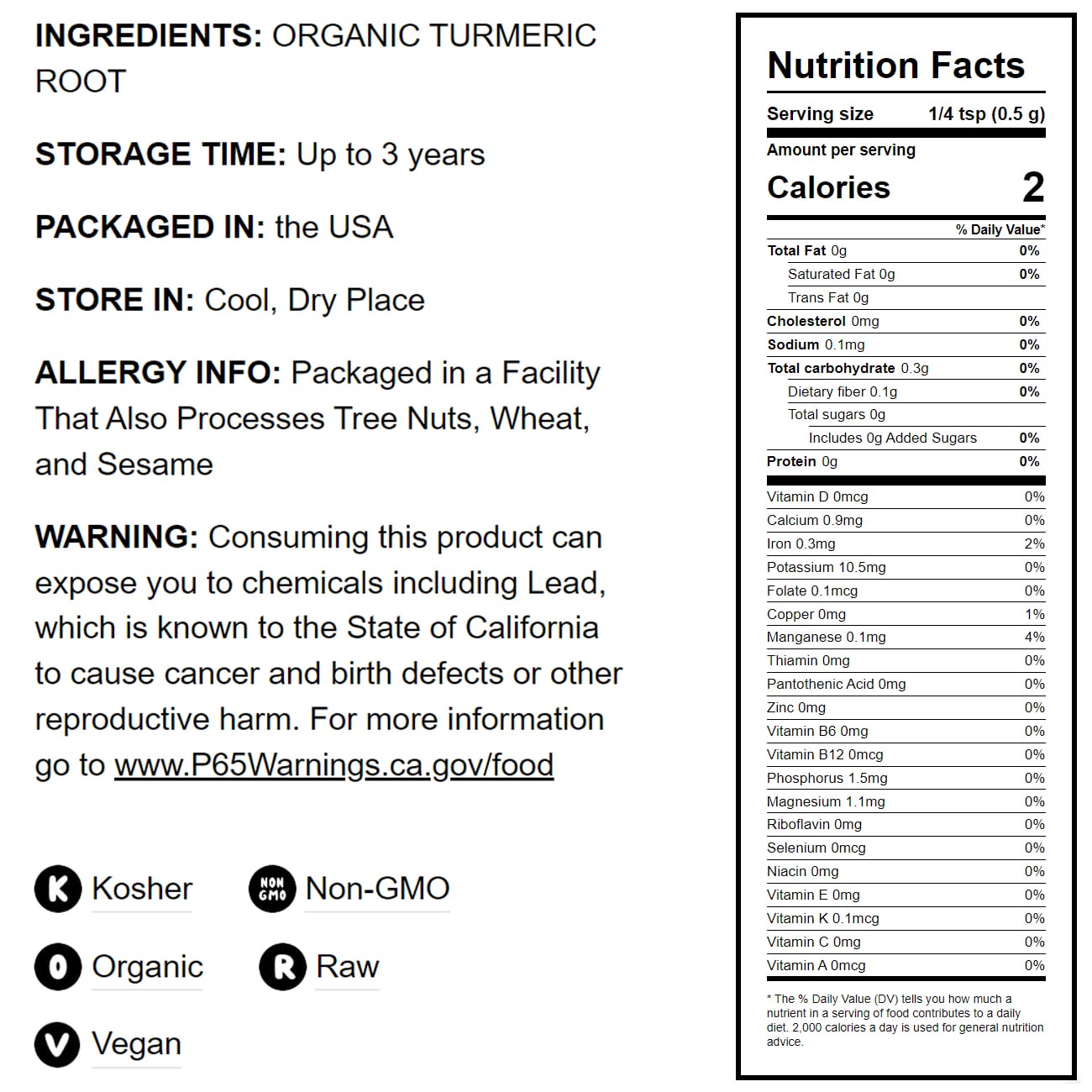 Organic Turmeric Powder - by Food To Live