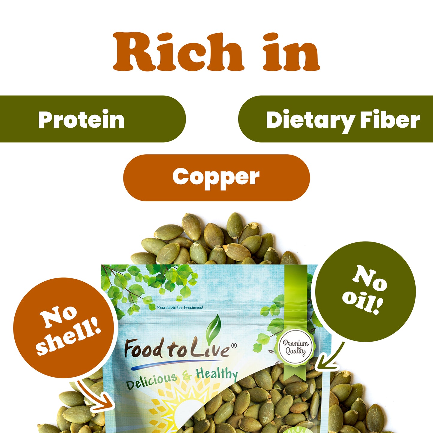 Dry Roasted Pumpkin Seed with Himalayan Salt - by Food To Live