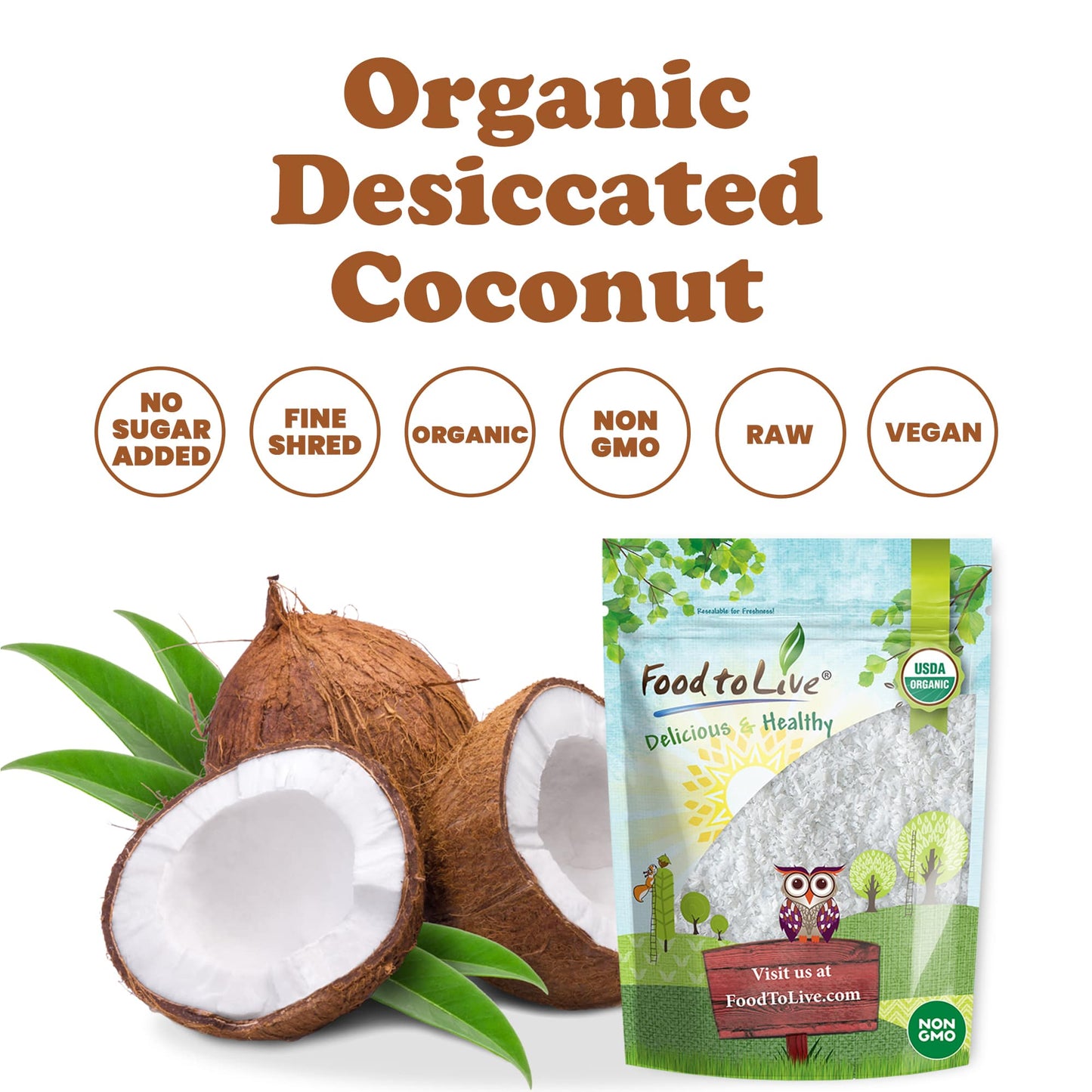 Organic Fine Shredded Coconut - by Food To Live