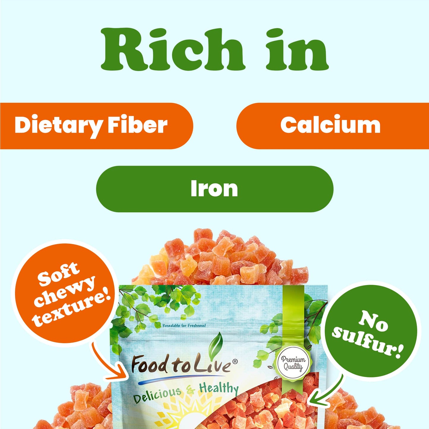 Dried Diced Papaya - by Food To Live