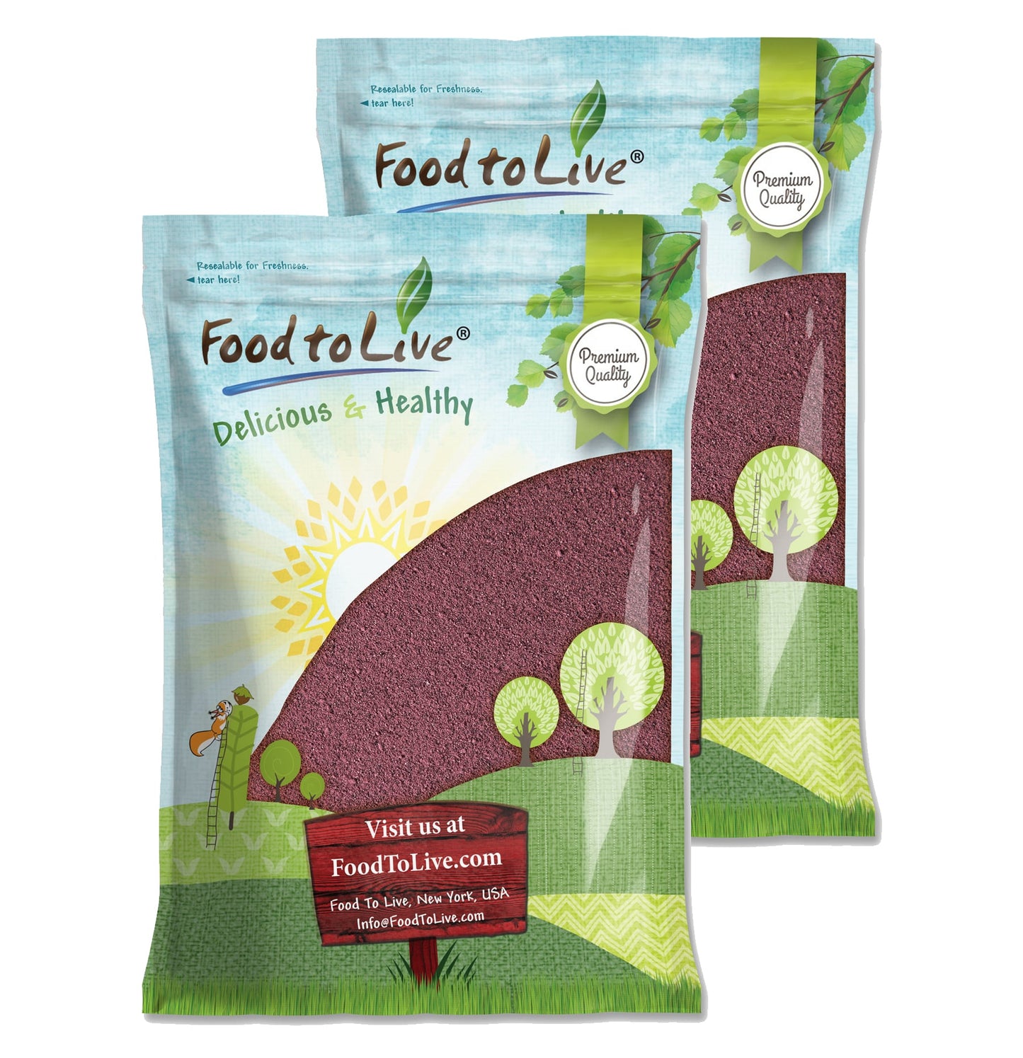 Mulberry Juice Powder - Made from Raw Dried Berries, Unsulfured, Vegan, Bulk, Great for Baking, Juices, Smoothies, Yogurts, and Instant Breakfast Drinks, No Sulphites - by Food to Live