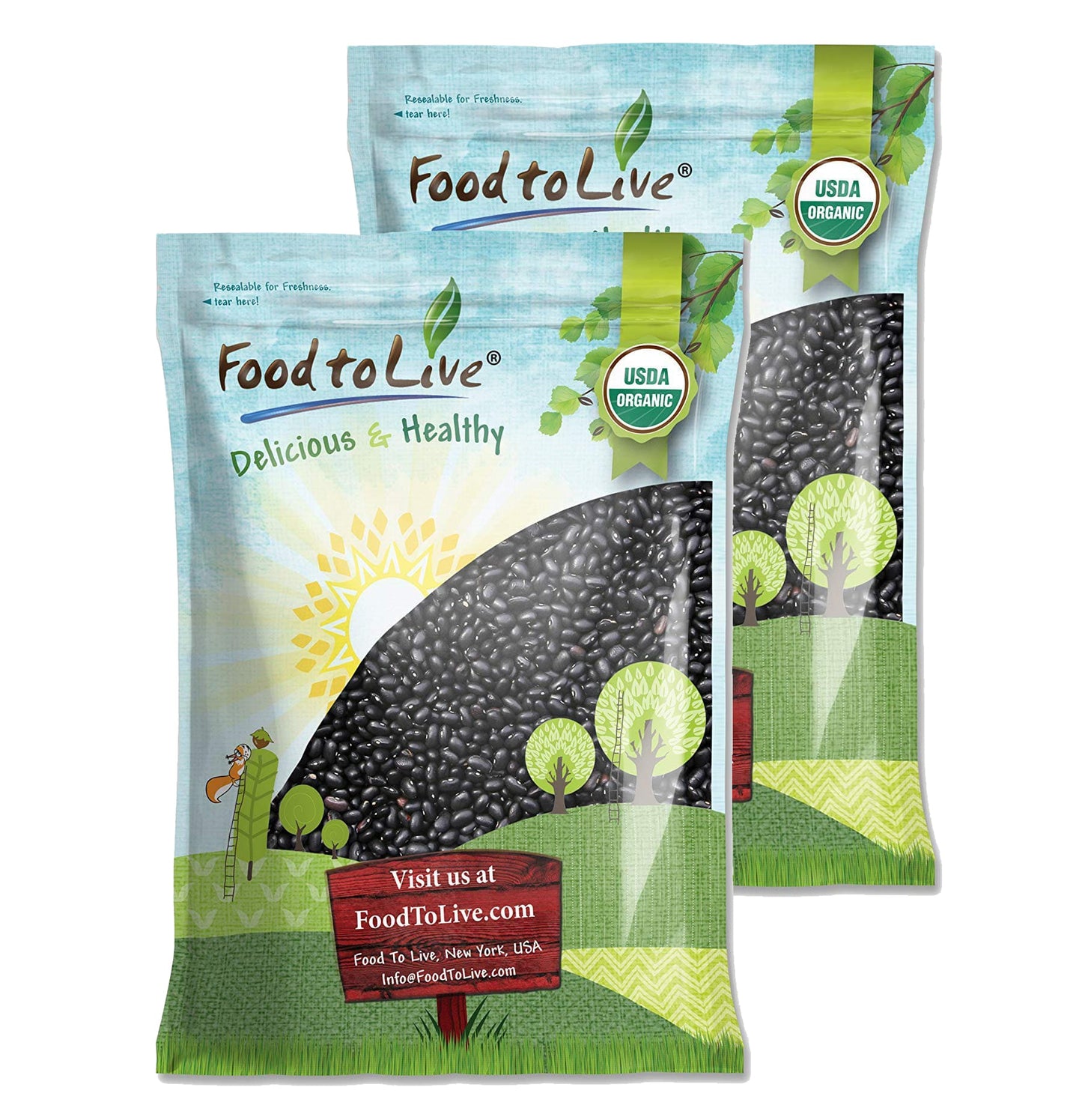 Organic Black Turtle Beans - Dried, Non-GMO, Kosher, Raw, Sproutable, Vegan, Bulk - by Food to Live