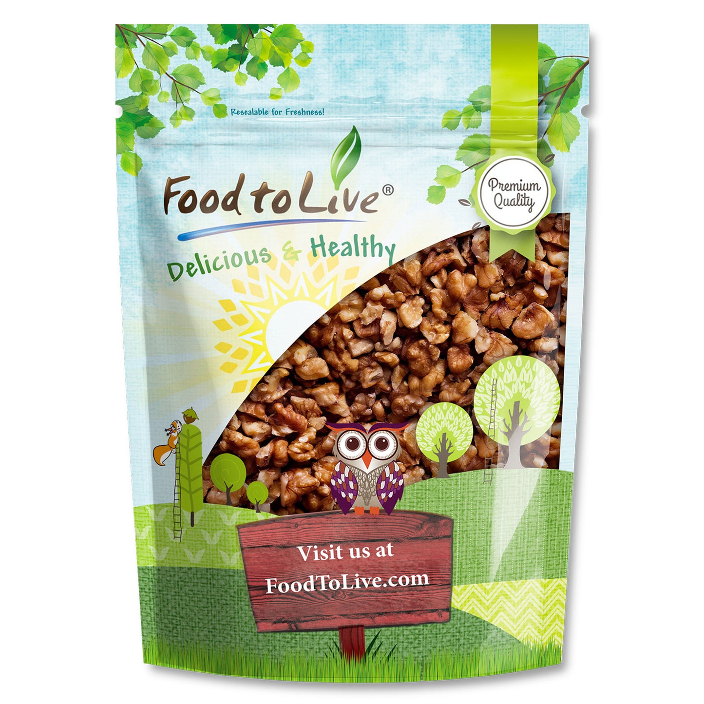 Walnuts, Halves and Pieces, Roasted – Vegan, Kosher, Bulk – by Food to Live