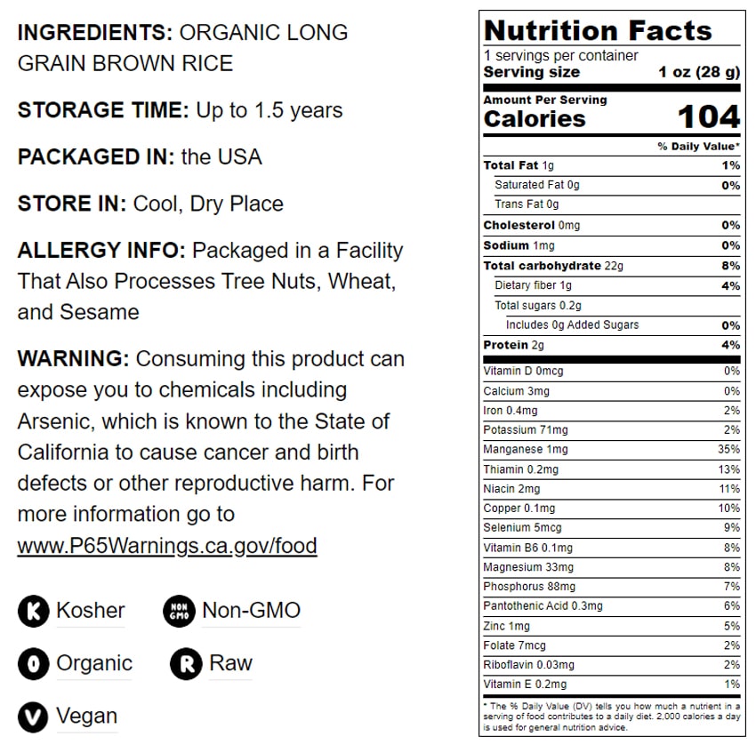 Organic Long Grain Brown Rice - by Food To Live