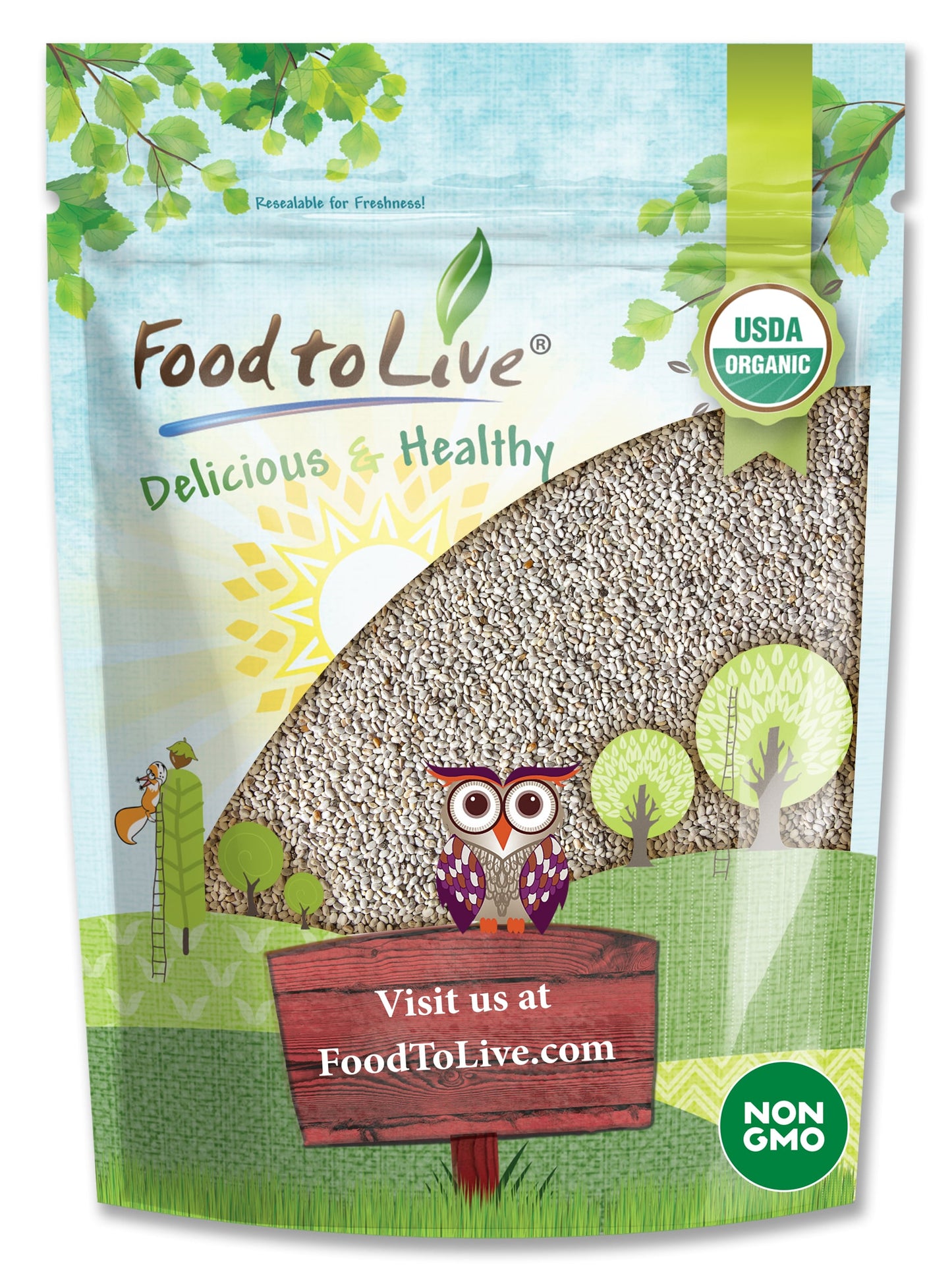 Organic White Chia Seeds - by Food To Live