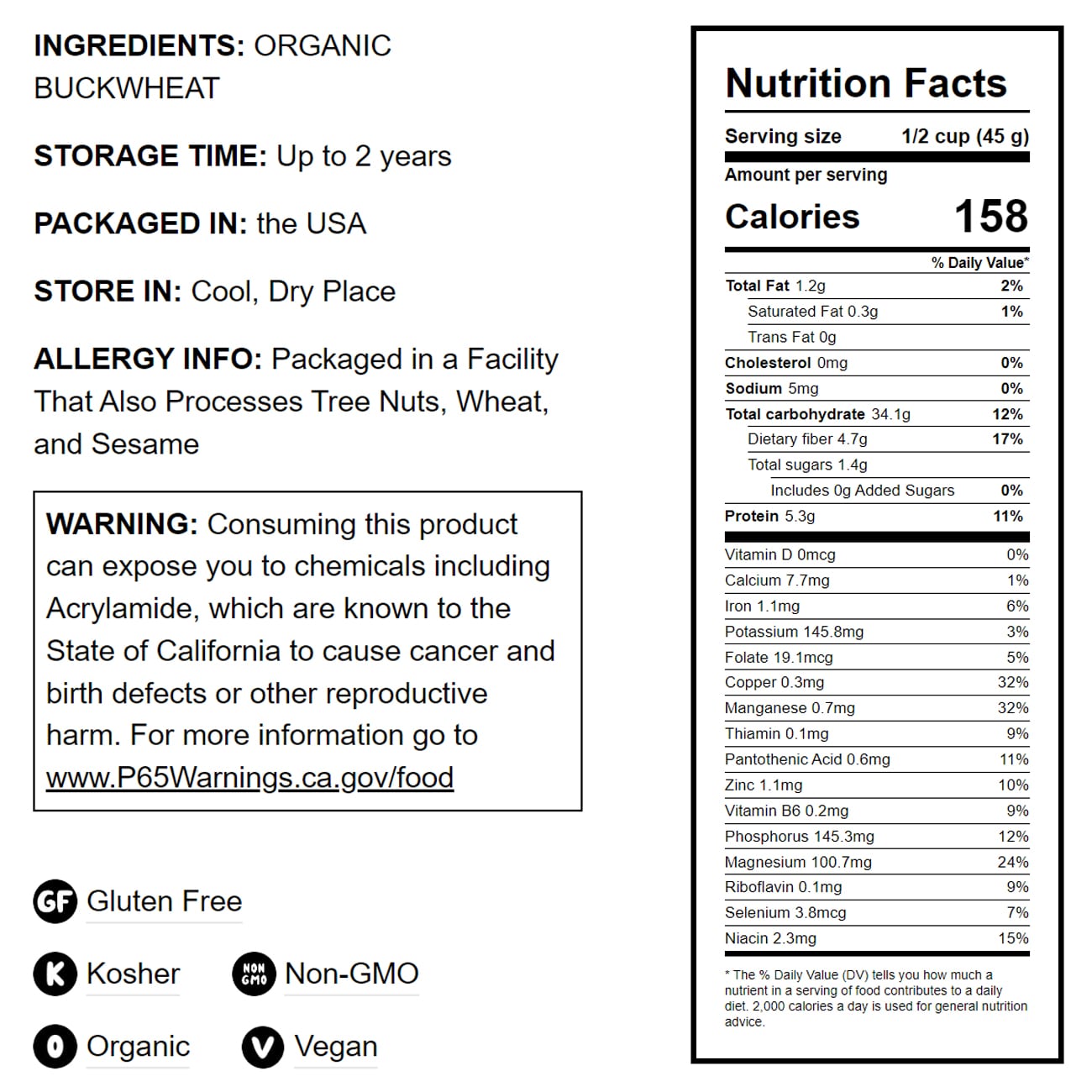 Gluten Free Organic Roasted Buckwheat Kasha - by Food To Live
