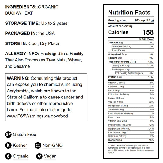 Gluten Free Organic Roasted Buckwheat Kasha - by Food To Live
