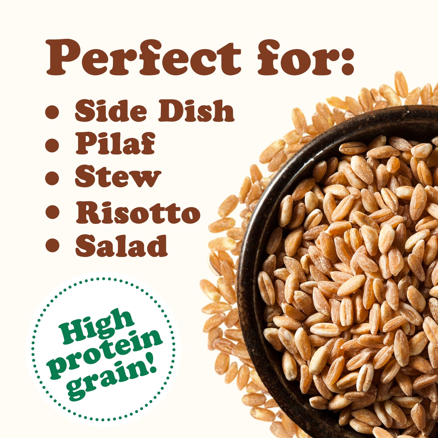 Organic Italian Pearled Farro - Non-GMO, Kosher, Vegan, Grain in Bulk, Good Source of Fiber - by Food to Live