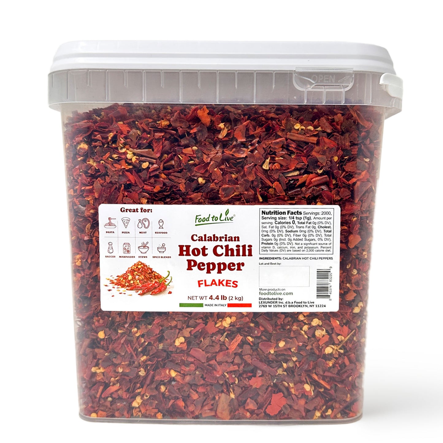 Calabrian Hot Chili Pepper Flakes – Vegan, Kosher, Bulk – by Food to Live