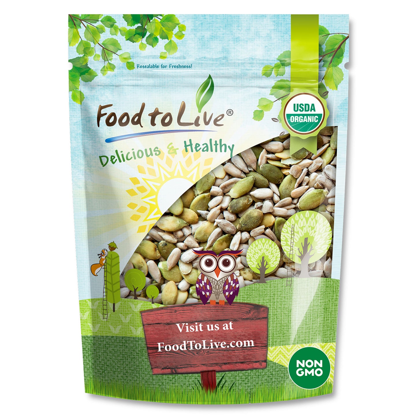 Organic Sprouted Sunflower and Pumpkin Seed Mix with Himalayan Salt - by Food to Live