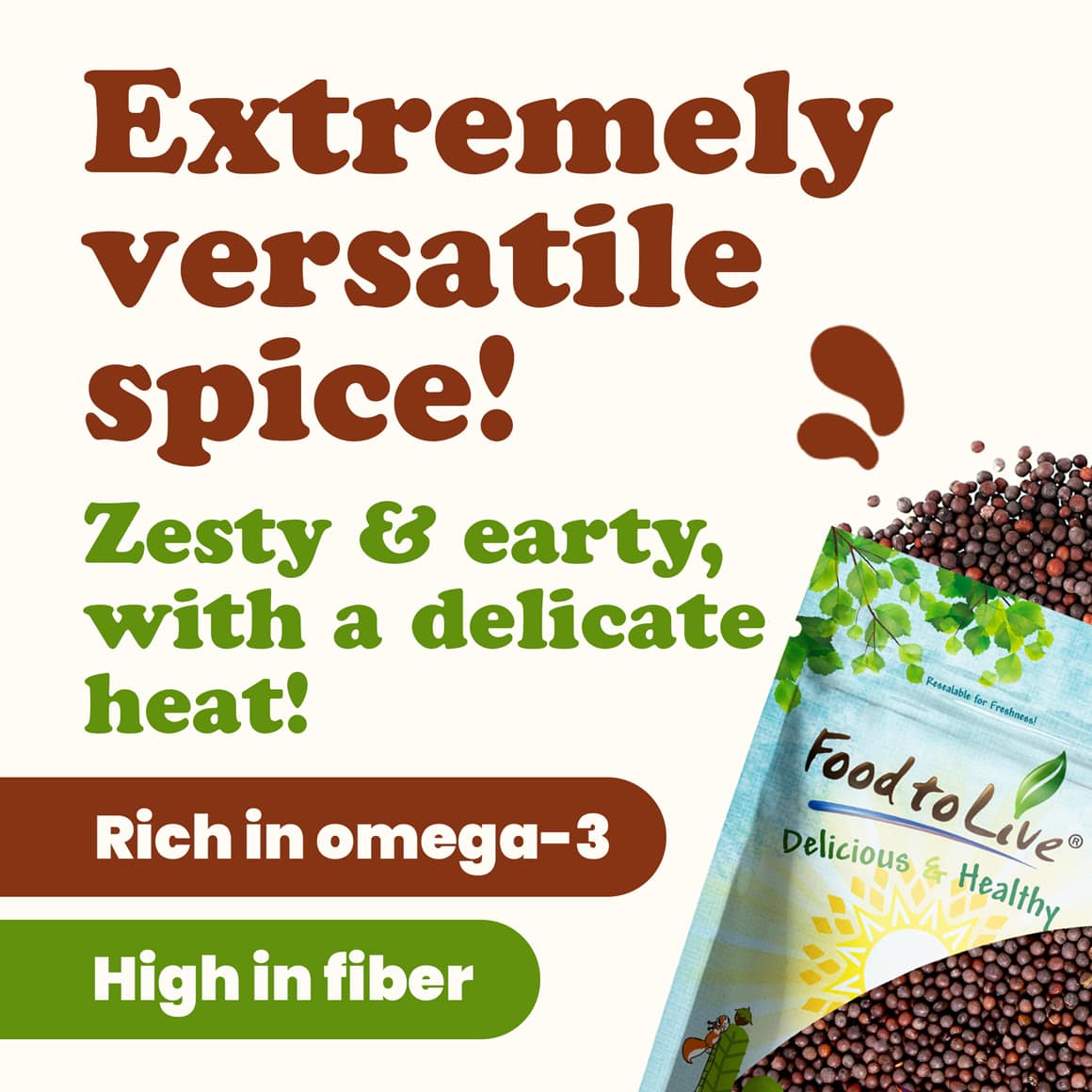 Organic Brown Mustard Seeds - by Food To Live