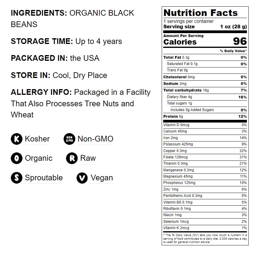 Organic Black Turtle Beans - by Food To Live