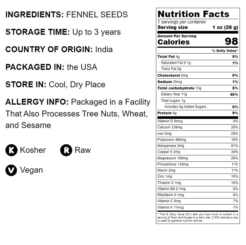 Fennel Seeds - by Food To Live